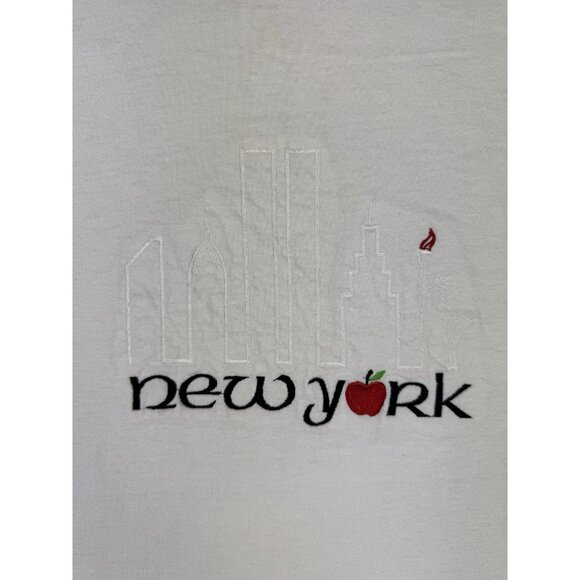 Vintage 90s New York City Big Apple World Trade Center Stitche Embroidered Art T - Picture 4 of 12